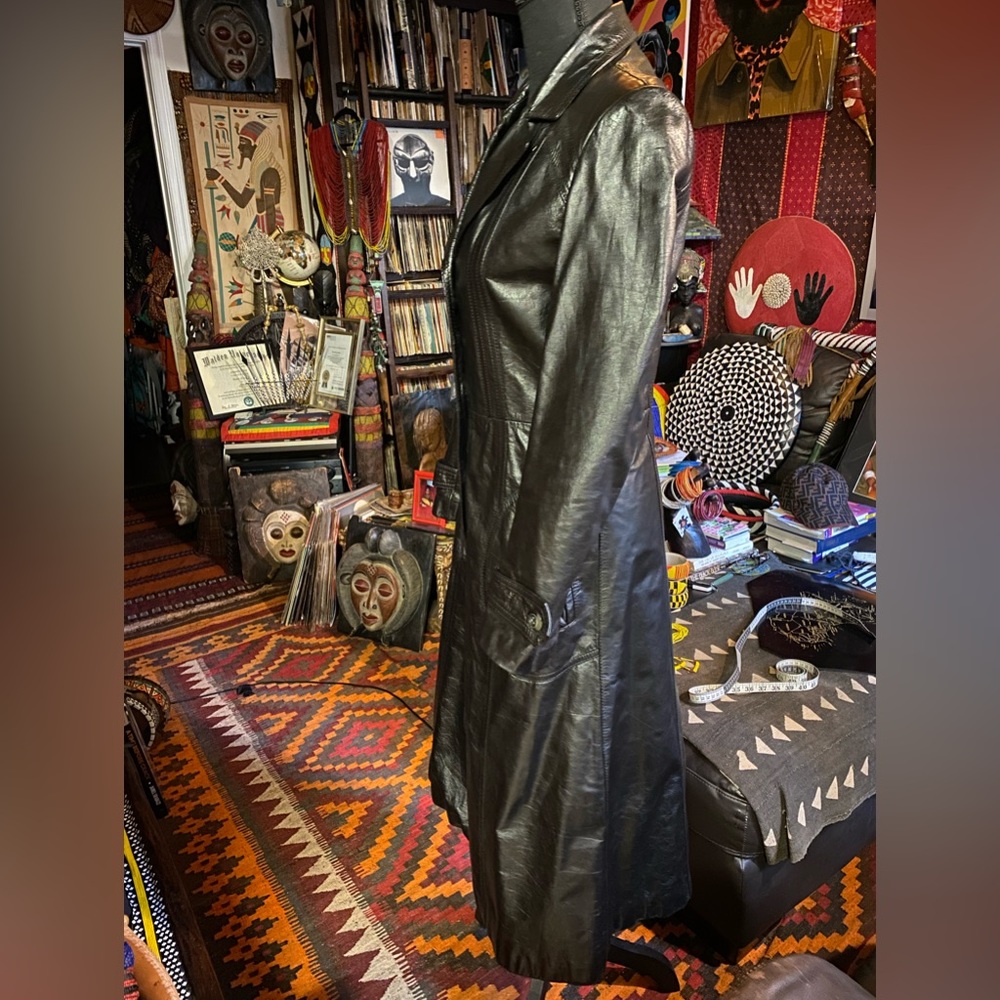 VTG WILSON’s Black Leather Long Jacket, size 8 - Picture 4 of 10